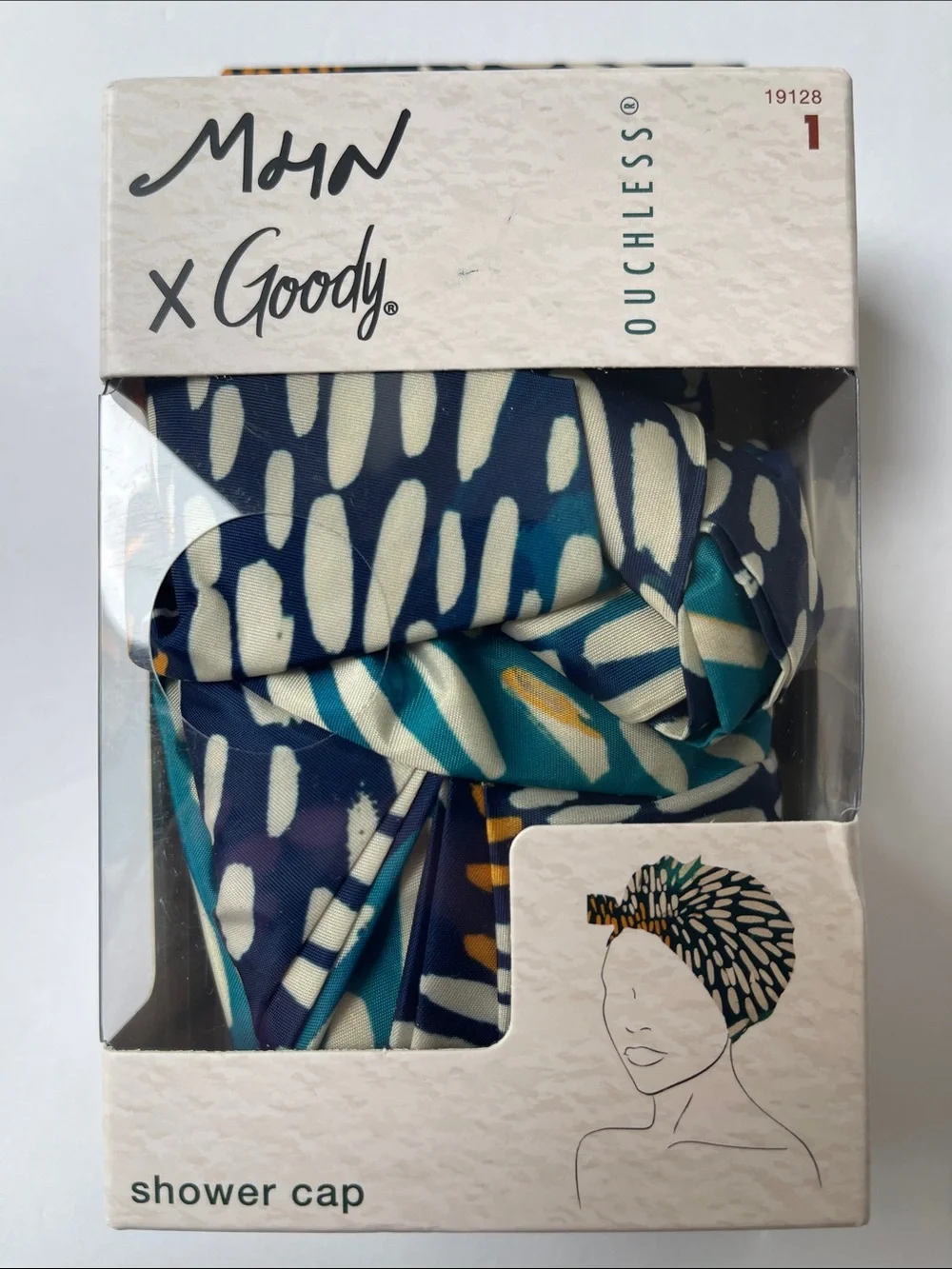 MHN x Goody‎ Ouchless Shower Cap - Blue & Teal Pattern NEW